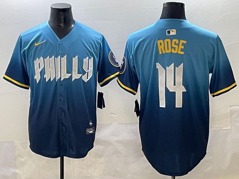 Men 2025 Philadelphia Phillies #14 Rose Blue City Edition Nike MLB Jersey style 1
